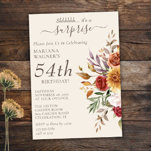 Fall Foliage Autumn Colours Ivory Surprise Birthda Invitation