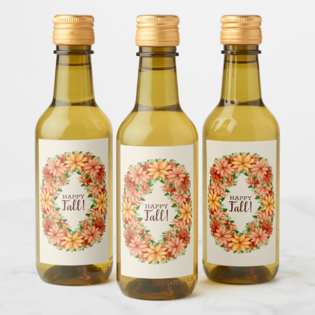 Fall Foliage Autumn Floral Swag Mini Wine Label (Bottles)