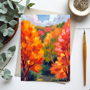 Fall Foliage   Autumn Leaves Watercolor Nature Postcard