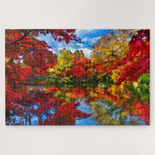 Fall Foliage Autumn Season Jigsaw Puzzle with Lake