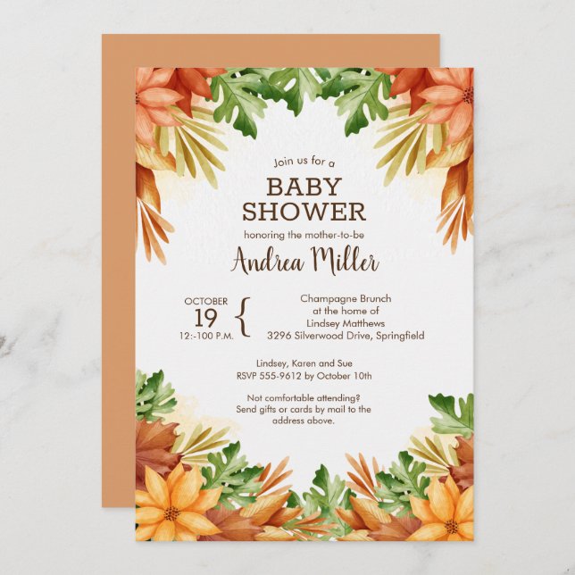 Fall Foliage Baby Shower Invitations (Front/Back)