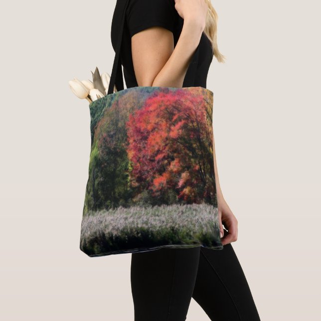 Fall Foliage Bordering A Marsh Orton Effect  Tote Bag (Close Up)