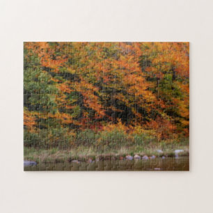 Fall Foliage Bordering River  Jigsaw Puzzle