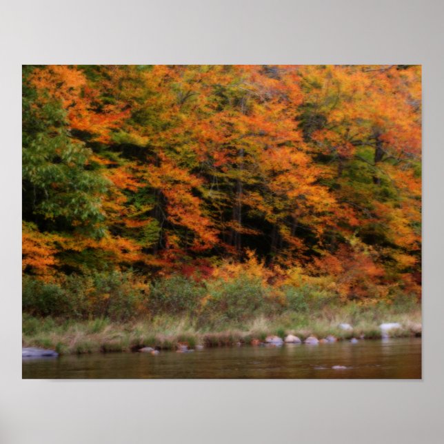 Fall Foliage Bordering River Orton Art Poster (Front)