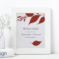 Fall Foliage Burnt Orange Leaves Wedding Welcome
