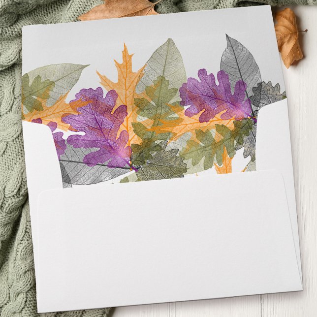 Fall Foliage Colourful October Leaves Pattern Envelope (Envelope with colorful fall leaf pattern from my October Leaves Collection)