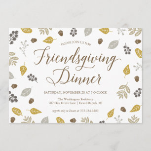 Fall Foliage Friendsgiving Dinner Party Invitation