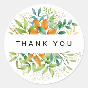 Fall Foliage Greenery Baby Shower Thank You Classic Round Sticker
