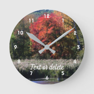Fall Foliage Marsh Orton Personalised Round Clock