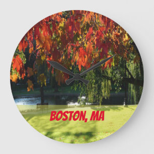 Fall Foliage of Boston Large Clock
