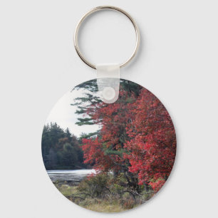 Fall Foliage Pond Nature Photography Key Ring