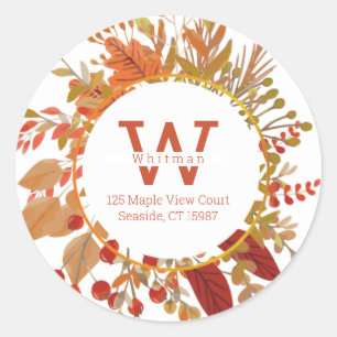 Fall Foliage Return Address Classic Round Sticker