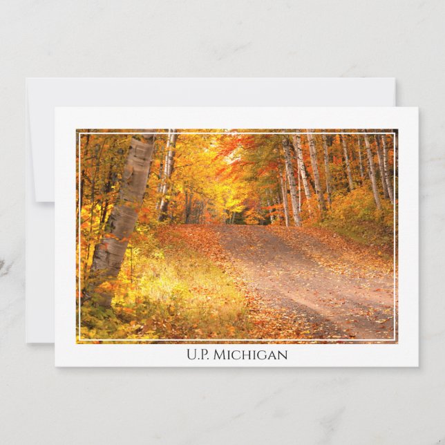Fall Foliage Rural Road U.P. Michigan Photography Card (Front)