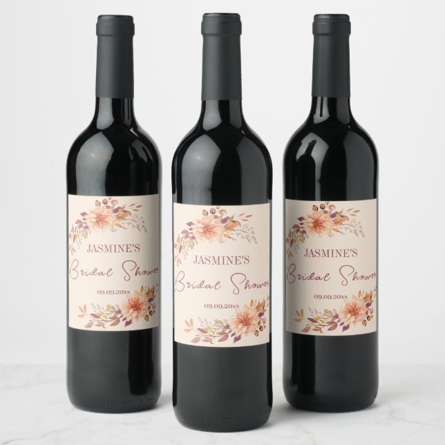 Fall Foliage Rustic Elegant Favours Wine Label (Bottles)
