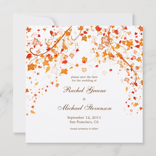 Fall Foliage Save the Date Wedding Card (Front)