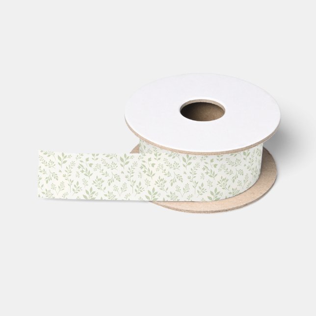 Fall Foliage Soft Olive - Neutral Satin Ribbon (Spool)