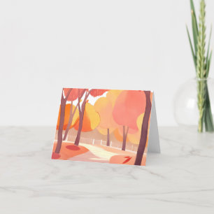 Fall Foliage Stroll   Abstract Watercolor Holiday Card