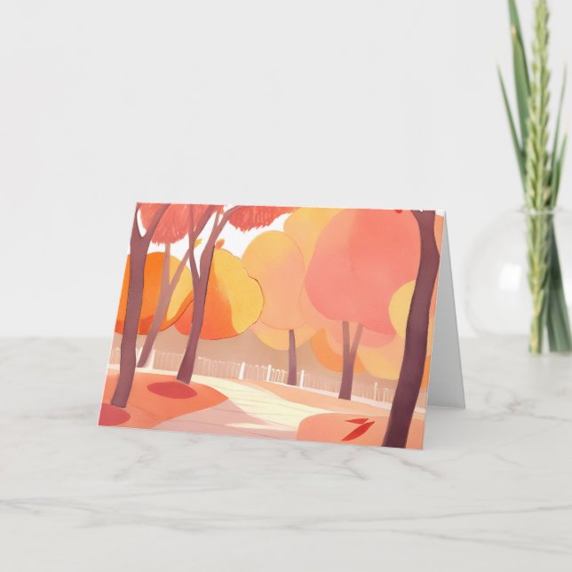 Fall Foliage Stroll | Abstract Watercolor Holiday Card (Front)