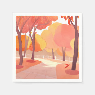 Fall Foliage Stroll   Abstract Watercolor Napkin