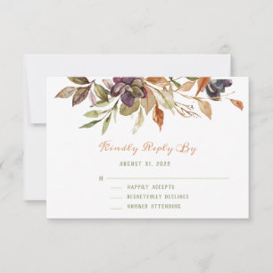 Fall Foliage & Succulent Watercolor RSVP Card