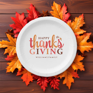 Fall Foliage Thanksgiving Celebration Paper Plate