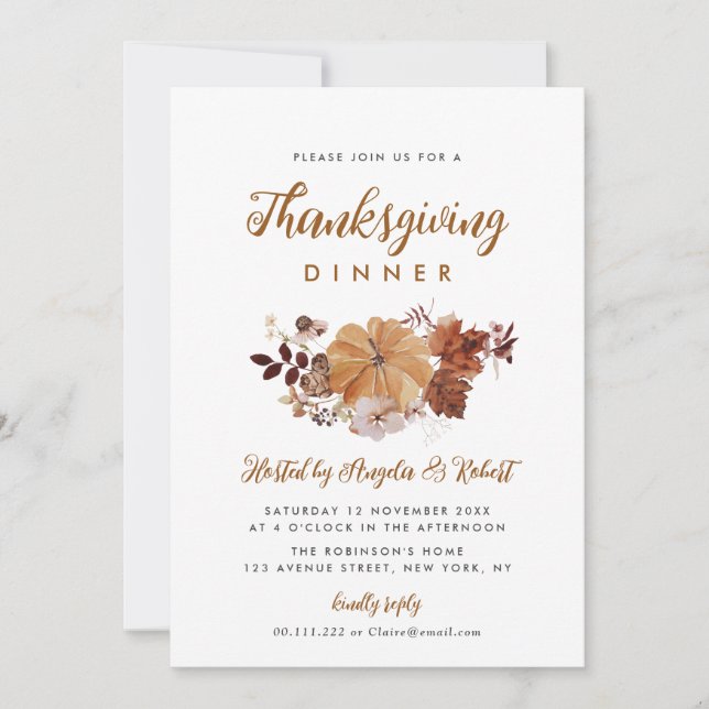 fall foliage thanksgiving dinner invitation (Front)