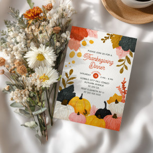 Fall Foliage Vibrant Pumpkins Thanksgiving Dinner  Invitation