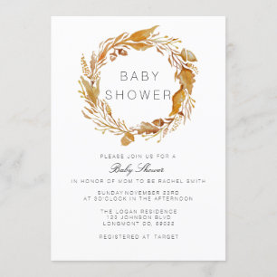 Fall Foliage Watercolor Baby Shower Invite