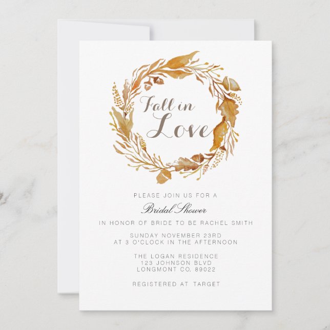 Fall Foliage Watercolor | Bridal Shower Invite (Front)