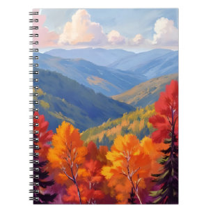 Fall Foliage Watercolor Mountain Landscape Notebook