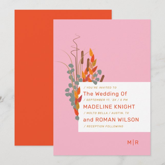 Fall Foliage Wedding Invitation (Front/Back)
