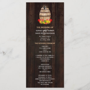 Fall Foliage Wine Barrel Vineyard Wedding Program Programme