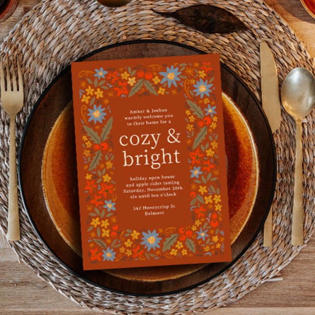 Fall Folksy Floral Frame Autumn Party Invitation (Creator Uploaded)