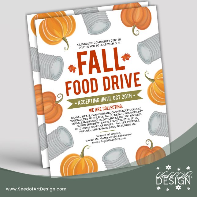 Fall Food Drive Pumpkins & Cans Frame Donation Flyer (Creator Uploaded)