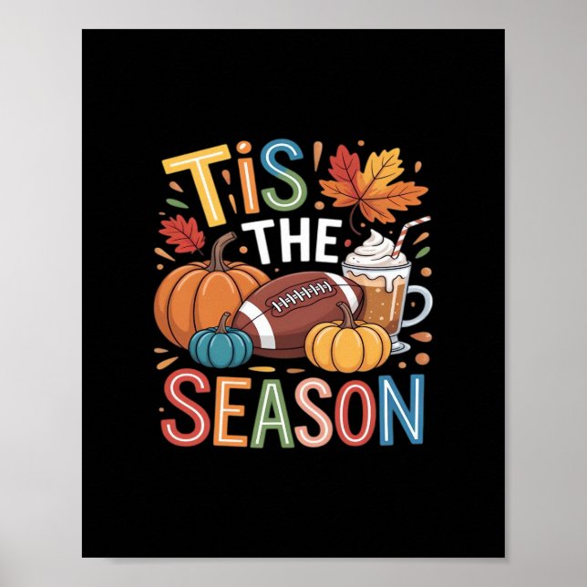 Fall Football Autumn Pumpkin Coffee Lover Poster (Front)