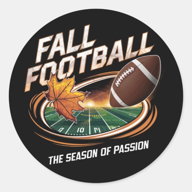 fall football classic round sticker (Front)