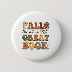Fall For A Great Book Retro Leopard Autumn Thanksg 6 Cm Round Badge