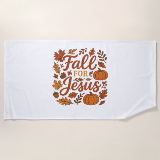 Fall For Jesus Autumn Pumpkin Christian Faith Clas Beach Towel