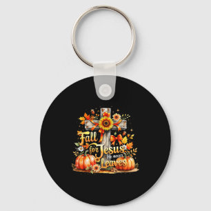 Fall For Jesus Christian Pumpkin Autumn Cross Key Ring