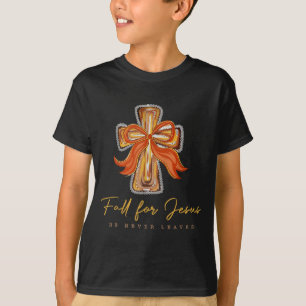 Fall For Jesus He Never Leaves Autumn Christian T-Shirt