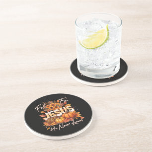 Fall for Jesus He Never Leaves Christian Faith Coaster