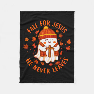 Fall For Jesus He Never Leaves Christian Ghost Hal Fleece Blanket