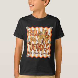 Fall For Jesus He Never Leaves Leaves Autumn Chris T-Shirt