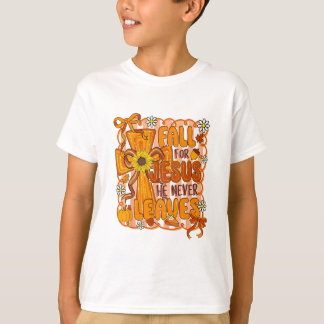 Fall For Jesus He Never Leaves Preppy Autumn Chris T-Shirt