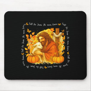 Fall For Jesus He Never Leaves Retro Thanksgiving Mouse Pad