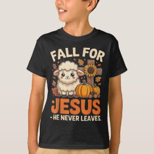 Fall For Jesus He Never Leaves Sheep Christian Aut T-Shirt