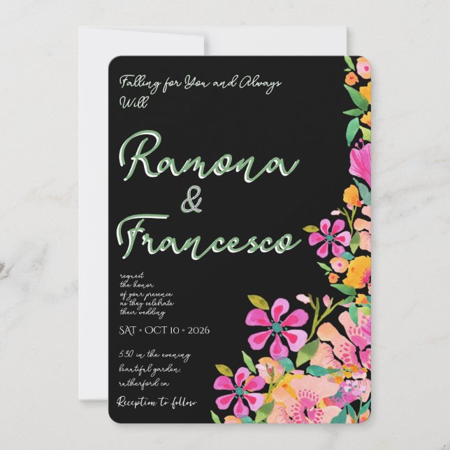 Fall For You Watercolor Floral Wedding Invitation (Front)