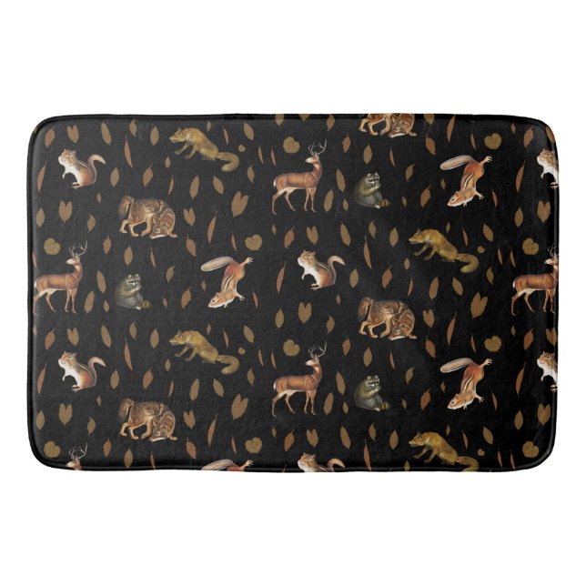 Fall Forest Animals Autumn Leaves Fall Decor Bath Mat (Front)