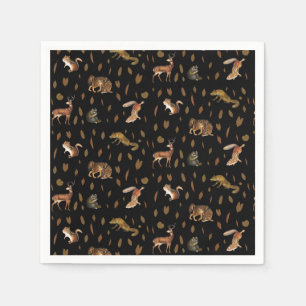 Fall Forest Animals Autumn Leaves Party Napkin