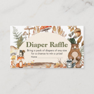 Fall Forest Animals Baby Shower Diaper Raffle Enclosure Card